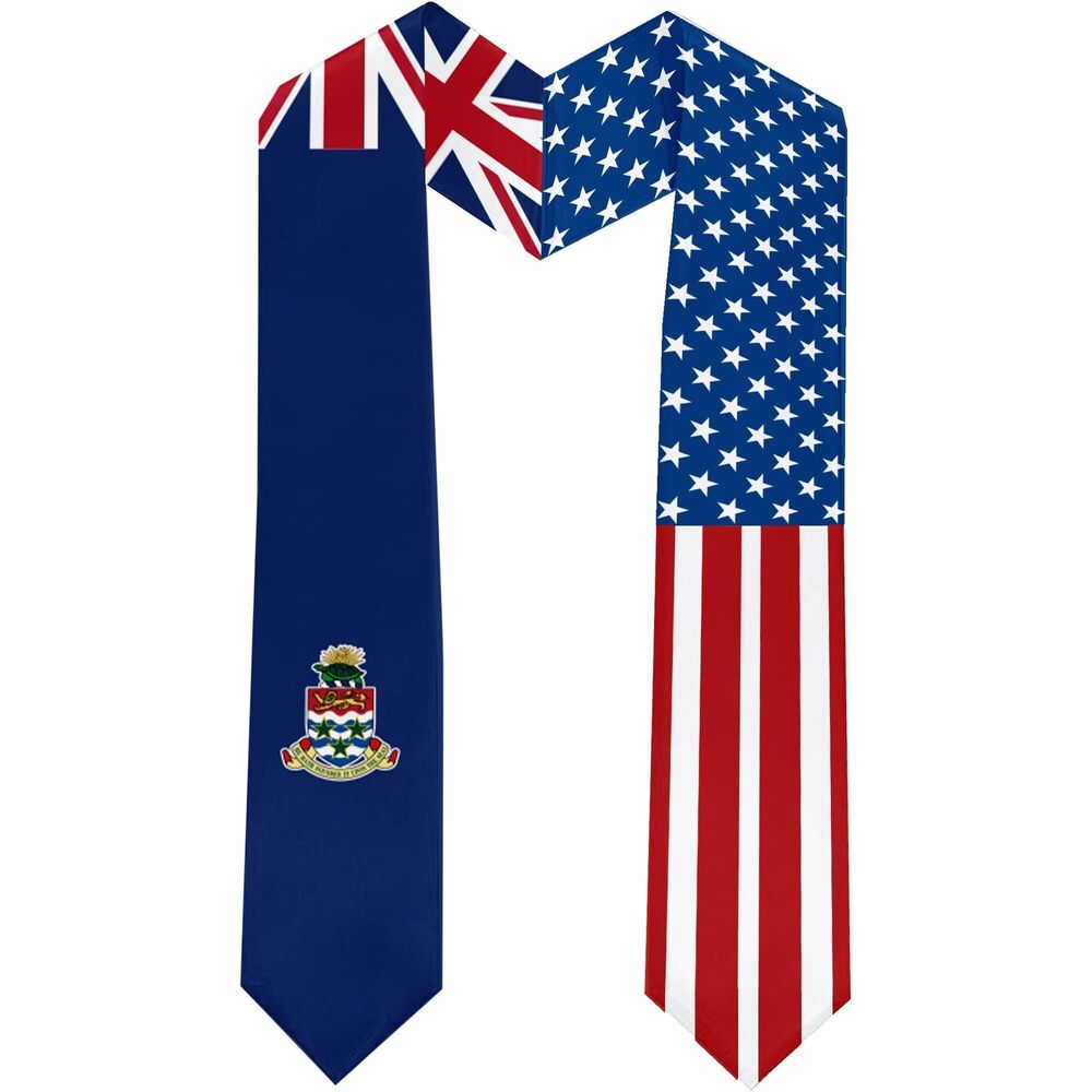 8623 2025 The Cayman Islands Flag and USA Flag Graduation Stole Graduation